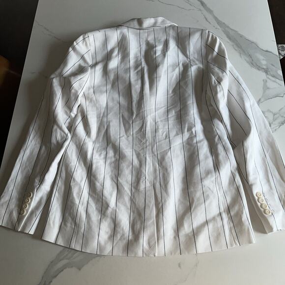 NEW EXPRESS $198 White Black Stripe Linen Blend Double Breasted Blazer Size XS - Picture 13 of 13
